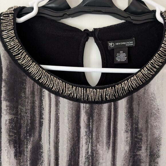 New Direction 1X beaded tunic, black and silver - Picture 2 of 4